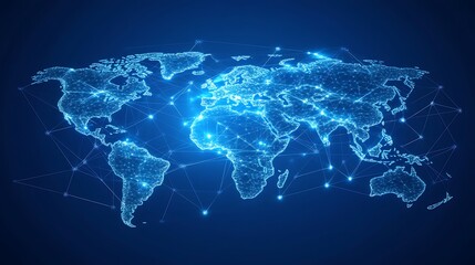 Visualizing global connections using abstract icons and map high resolution picture