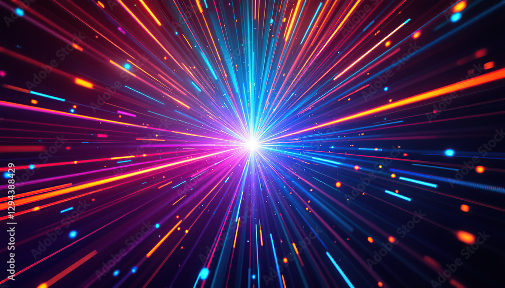 Aufkleber vibrant light streaks exploding from center abstract background