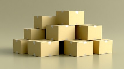 Fototapeta premium Cardboard boxes stacked, warehouse, storage