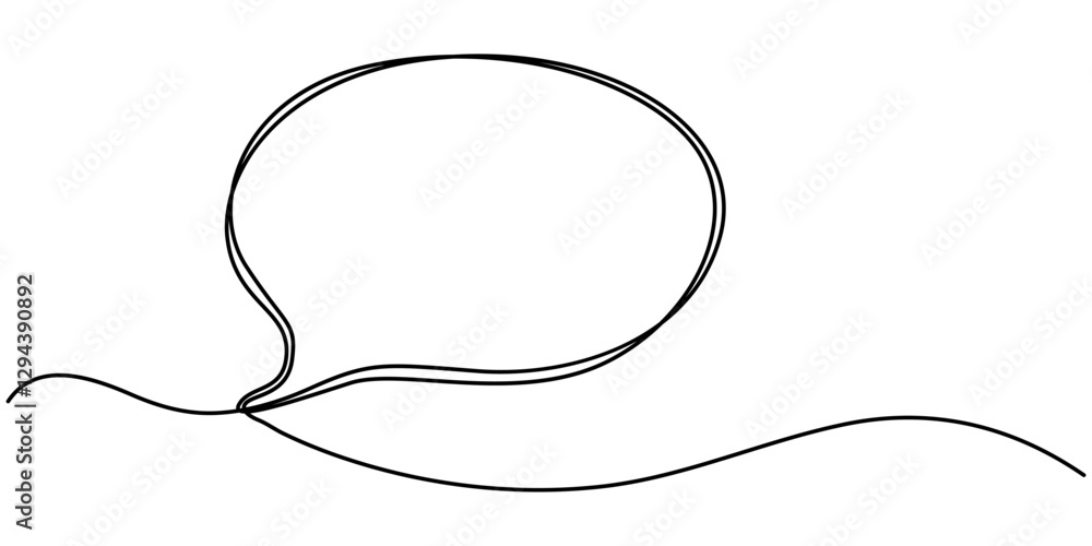 Poster speech bubble single line icon, speech bubble shape one line drawing of isolated continuous outline 