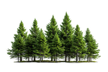 Lush evergreen trees on transparent background png format nature scene outdoor setting natural viewpoint fresh concept