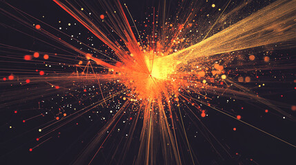 Obraz premium Vibrant Abstract Explosion of Light and Color in a Dark Background with Dynamic Patterns