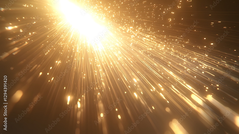 Poster golden sparks flying through the air creating a mesmerizing glow in a dark background filled with li