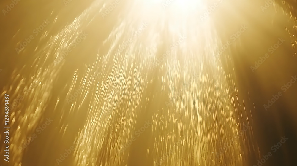 Poster golden sunlight streaming through droplets creating a shimmering effect against a blurred background