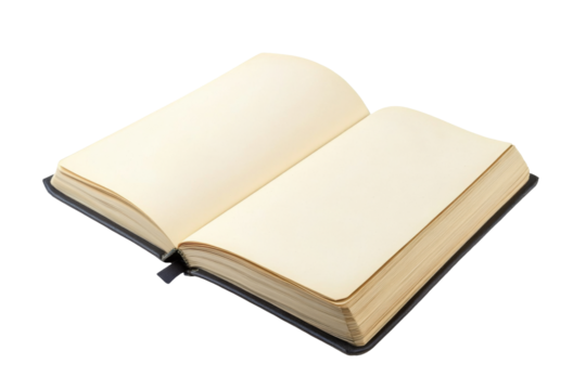 Open blank pages in a book a transparency background png format clean white environment minimalist view conceptual design