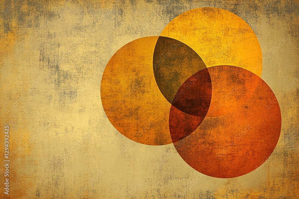 Poster abstract circles: intersecting warm-toned circles with a textured background design