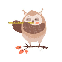Owl Playing Flute