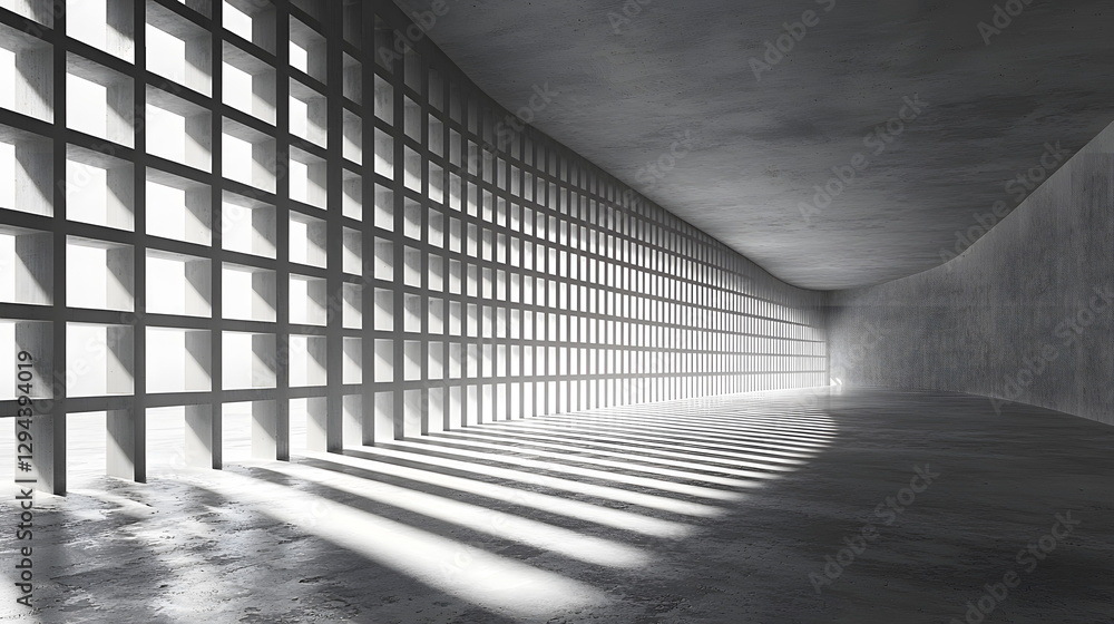 Aufkleber modern architectural interior with grid pattern windows creating dramatic light and shadow effects i