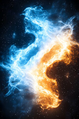Cosmic Fire and Ice Nebula, Space Background