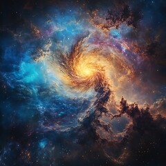 Fototapeta premium Cosmic dance of stars and galaxies deep space digital art nebula spectacular colorful universe