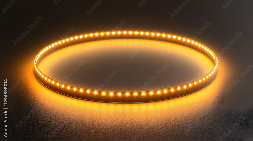 Aufkleber illuminated circular led light ring glowing against a dark background creating an ambient atmosphere