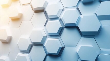 Abstract 3D hexagon wall, modern geometric background, light effect, design element