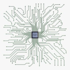 Illustration 3D Render Electronic Circuit Tech Elements
