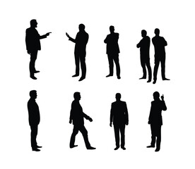 Silhouettes of Many Business People. Company CEO and leadership personality concept vector art