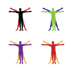 Vitruvian Man Concept Silhouette Isolated on White. Human anatomy and biology concept vector art