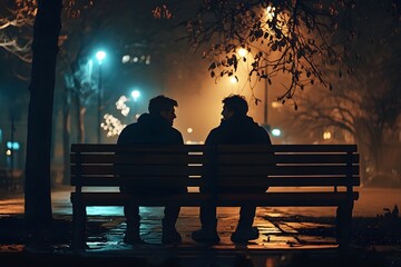two man at night