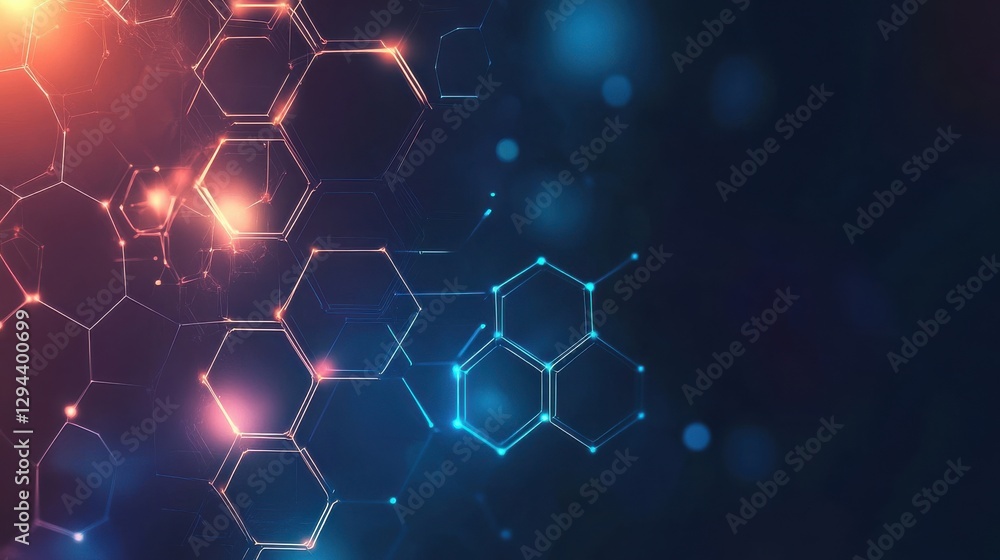 Aufkleber abstract hexagonal structure with glowing effects and bokeh background