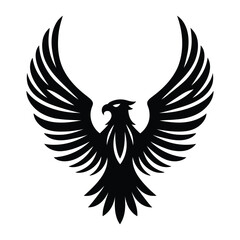 Bold Black and White Eagle with Outstretched Wings – Vector Emblem