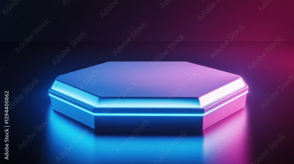 Aufkleber futuristic hexagonal display platform with neon light effects