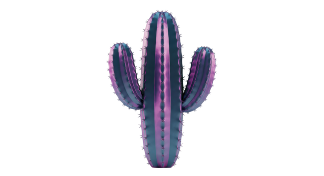 Isolated Prickly and Vibrant Holographic Cactus - Powered by Adobe