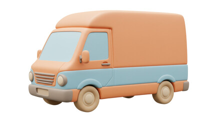 Isolated Cartoon Delivery Van in Pastel Colors