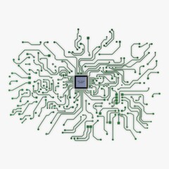 Illustration 3D Render Electronic Circuit Tech Elements
