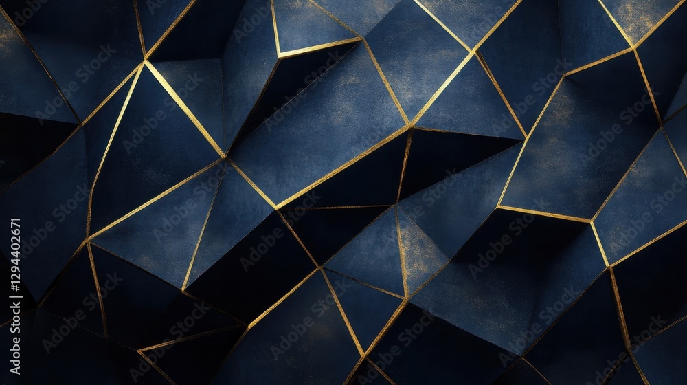 Poster abstract geometric shape background with golden edges and texture