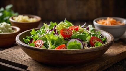 A tasty close-up of garden salad in a bowl
