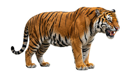 Obraz premium Isolated Ferocious Tiger Prowling with Sharp Teeth Displayed
