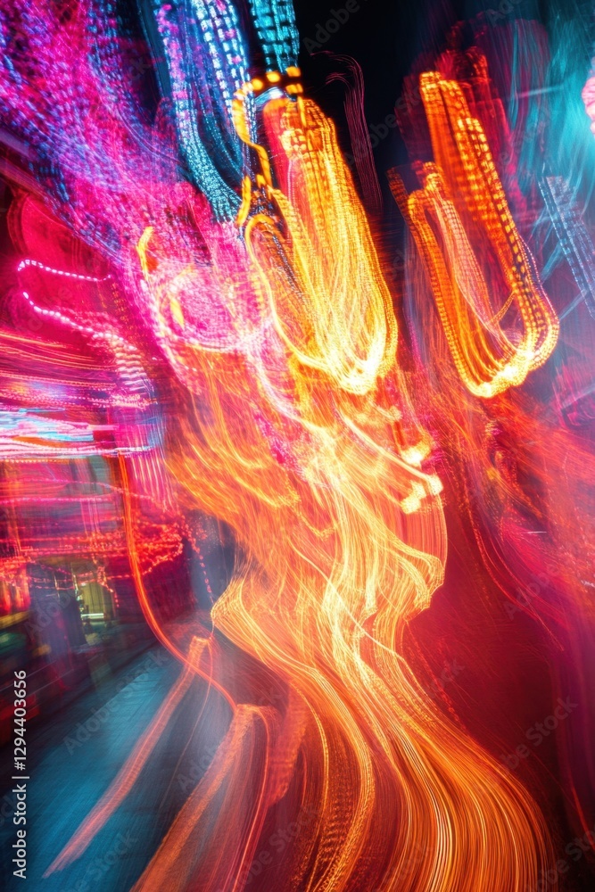 Poster vibrant light trails create a dynamic abstract pattern of motion and energy in the night with a fest