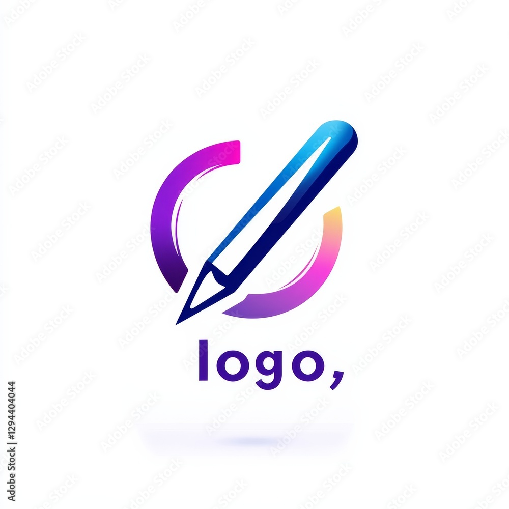 Poster creative pencil logo design with circular gradient accents for branding or design projects.