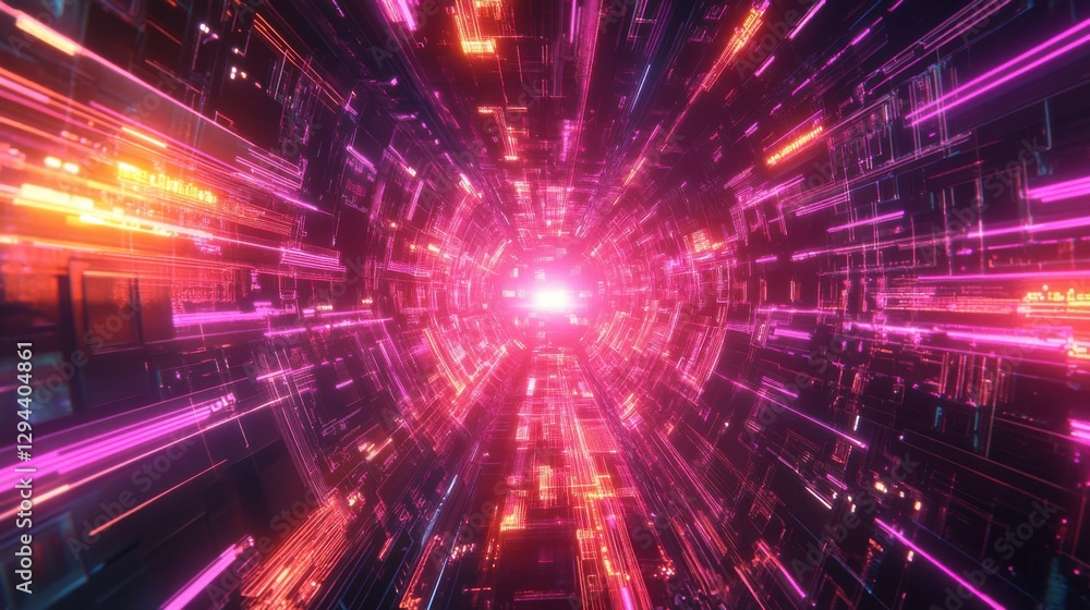 Poster dynamic abstract light show with bright pulsing colors and motion