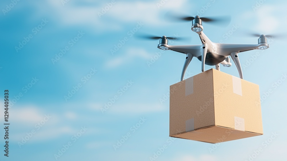 Poster a drone logistics company efficiently navigating the complexities of international delivery chains, 
