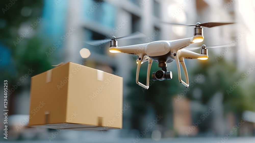 Poster advanced drone logistics company navigating complex international delivery networks with cutting-edg