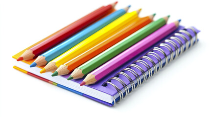 Fototapeta premium Colorful pencils on spiral notebook create vibrant scene