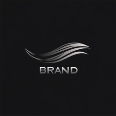 Obraz premium Elegant Silver Wave Logo Design for Modern Brands on a Black Background, Promoting Luxury and Style.