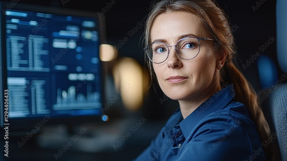 Poster futuristic customs compliance officer using advanced intelligence and digital technology for efficie