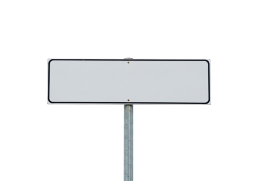 Isolated Blank White Road Sign on Pole