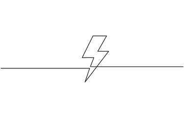 Lightning electric power in continuous one line art drawing, Continuous line electric icon.single line electric vector.electric energy icon drawn one line vector.