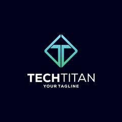 letter T in frame logo design vector