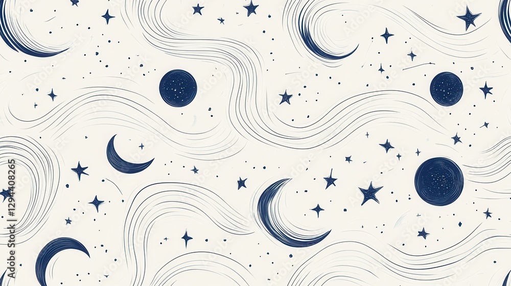 Canvas Prints starry night sky with swirling patterns and celestial elements