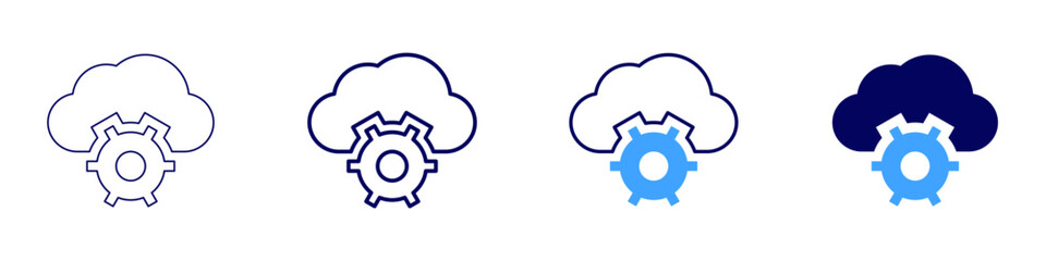 Cloud computing backup icon in 4 different styles. Thin Line, Line, Bold Line, Duotone. Duotone style. Editable stroke