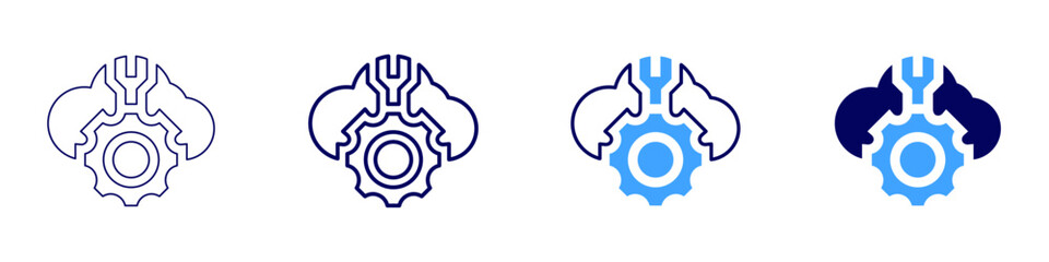 Cloud computing big data icon in 4 different styles. Thin Line, Line, Bold Line, Duotone. Duotone style. Editable stroke