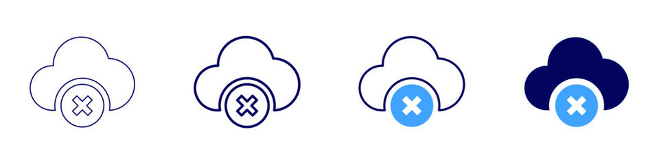Cloud computing computing power icon in 4 different styles. Thin Line, Line, Bold Line, Duotone. Duotone style. Editable stroke