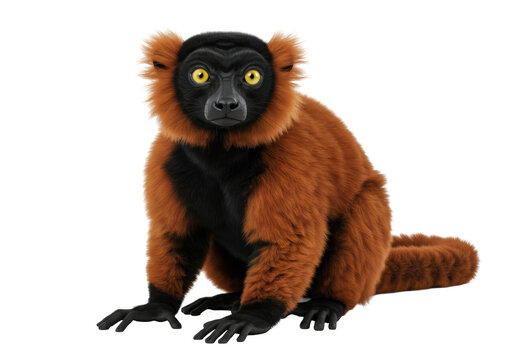 Isolated Red Ruffed Lemur Sitting