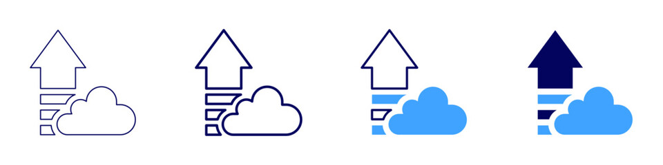 Cloud computing for business icon in 4 different styles. Thin Line, Line, Bold Line, Duotone. Duotone style. Editable stroke