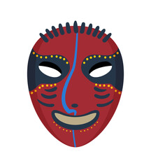 Abstract Papuan mask with bold shapes and cultural patterns.