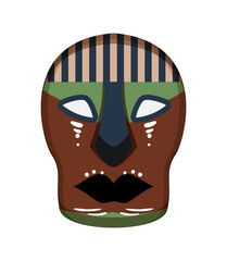 Abstract Papuan mask with bold shapes and cultural patterns.