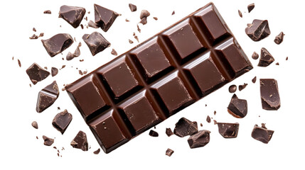 Photo - Dark Chocolate Bar and Chocolate Chunks on Black Background