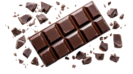 Photo - Dark Chocolate Bar and Chocolate Chunks on Black Background